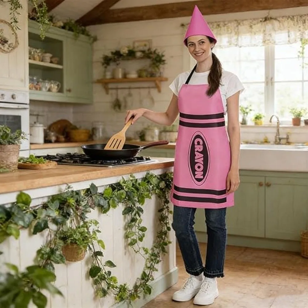 

New Colorful Crayon Themed Gnome Set Funny Fancy Dress Work Apron Cleaning Art Craft Activity Gnome Cone Hat Halloween