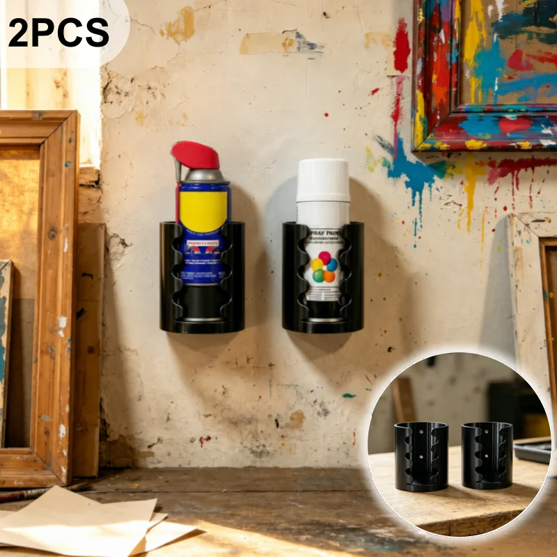2pcs - Wall-mounted paint can storage rack. Suitable for garages, shops, RV doors, and home storage boxes with openings.