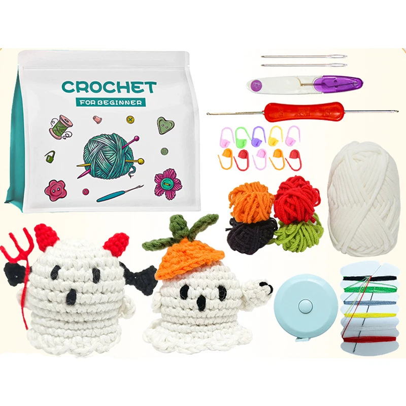 Glow-in-the-dark Wool Handmade Crochet Doll DIY Material Kit Christmas Kit English Tutorial Handmade Material Kit