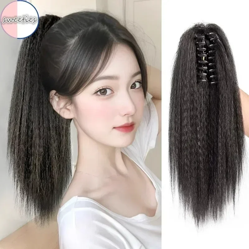 Synthetic 30CM Y2K Hotties girls puffy straight ponytail Grasping clip wig Simulation short horsetail claw wigs hair Extensions