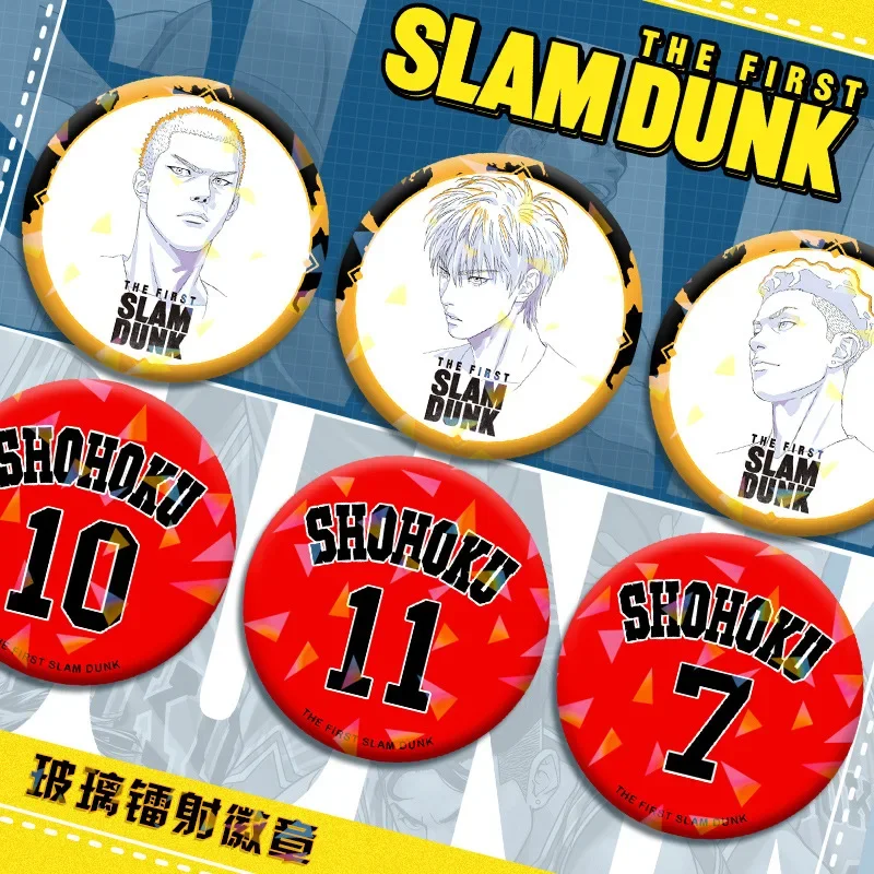 3pcs/set Random Anime Basketball Expert Brooch Figure Sakuragi Hanamichi Rukawa Kaede Hisashi Mitsui Cosplay Metal Badge Fan Pin