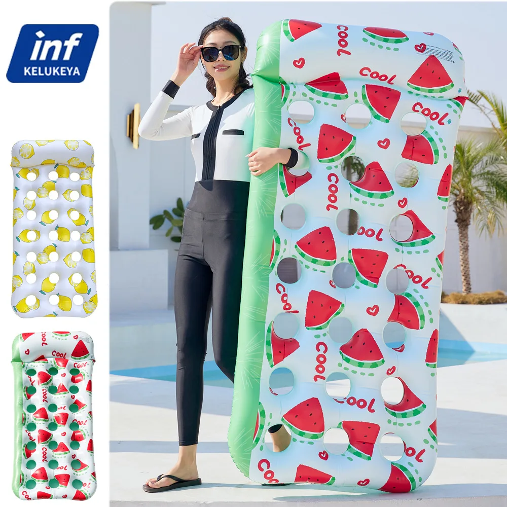 

Надувной плот-шезлонг «Арбуз» с отверстиями для взрослых, вирусный хит, плавательный круг, игрушка для игр в воде, надувной матрас для летних вечеринок у бассейна