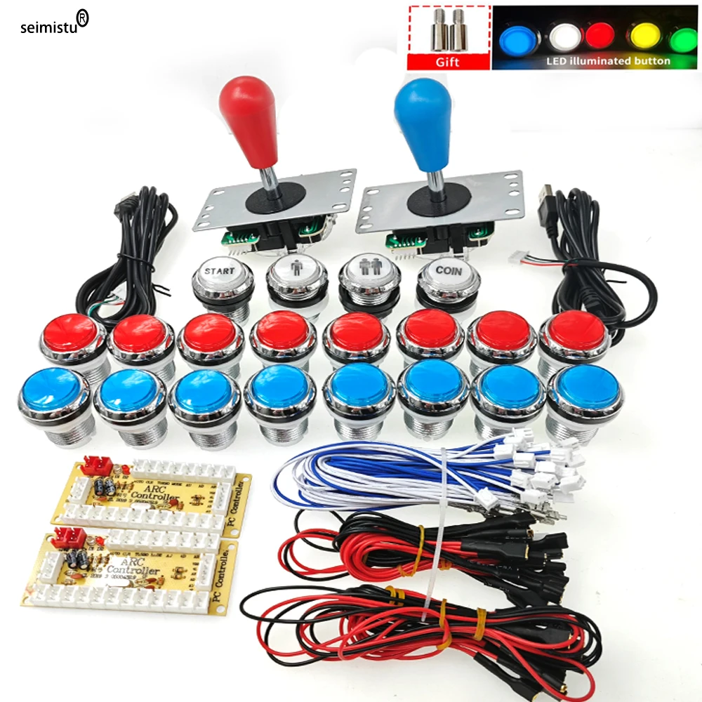 

Raspberry Pi Arcade Joystick Game Kit, 2 Later Versions, with LED Push Button, American Style Joystick, USB Zero Delay Encoder