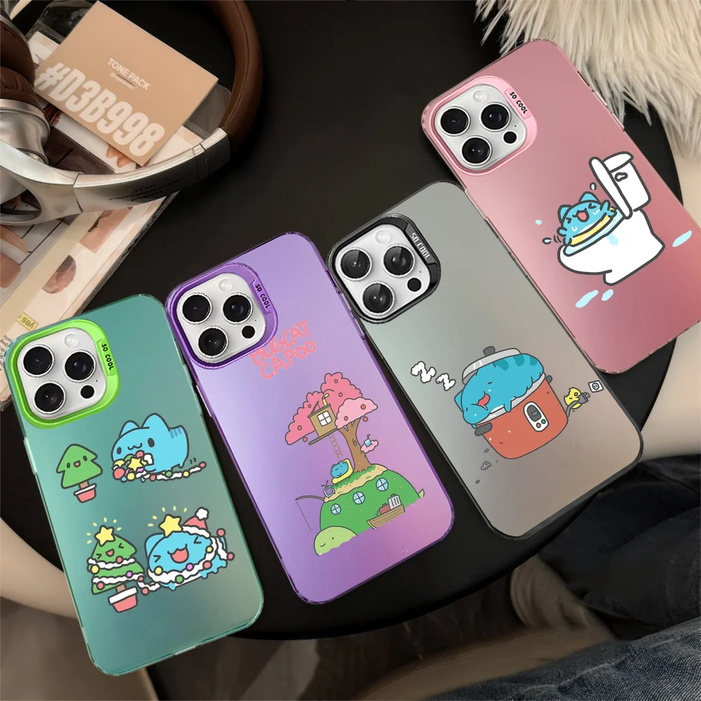 

Cute Bugcat Capoo Cartoon Phone Case For IPhone 16 15 14 13 12 11 Pro Max X XR XSMAX 8 7 Plus Matte Shockproof Back Cover