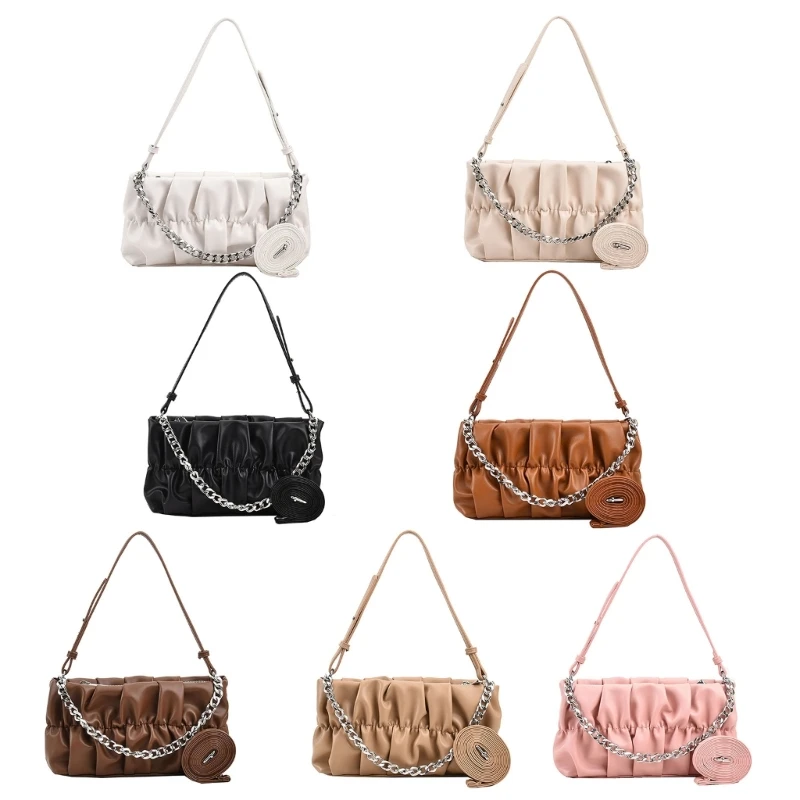 

Chain Shoulder Bag Cloud Like Shoulder Purse Bag Pleated Underarm Tote Trendy Shoulder Tote Bag for Girl Dating Work