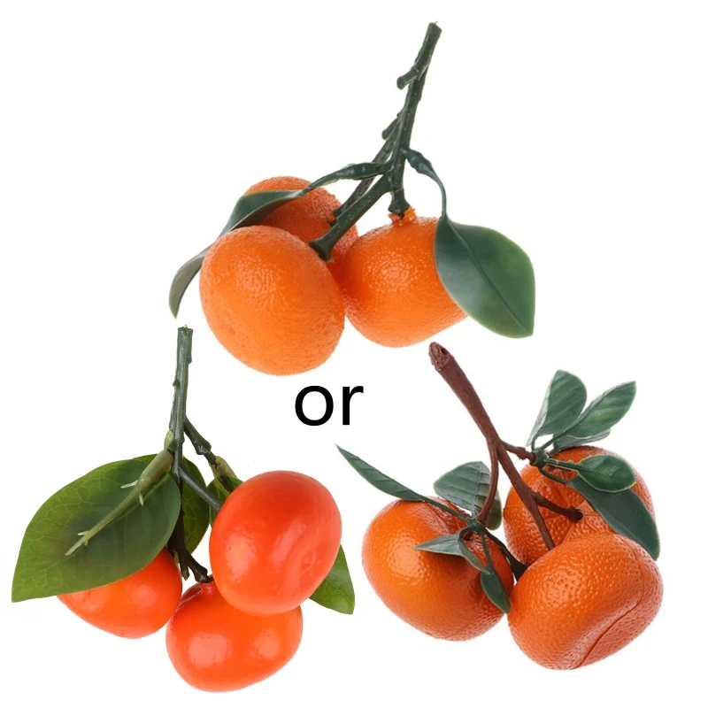 Naranja Artificial con ramas y hojas verdes, simulación fruta falsa, adorno, venta directa