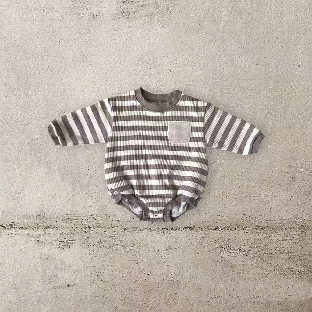 2024 Spring New Baby Casual Bodysuit Fashion Newborn Infant Long Sleeve Striped Jumpsuit Cotton Toddler Boy Girl Clothes 0-24M