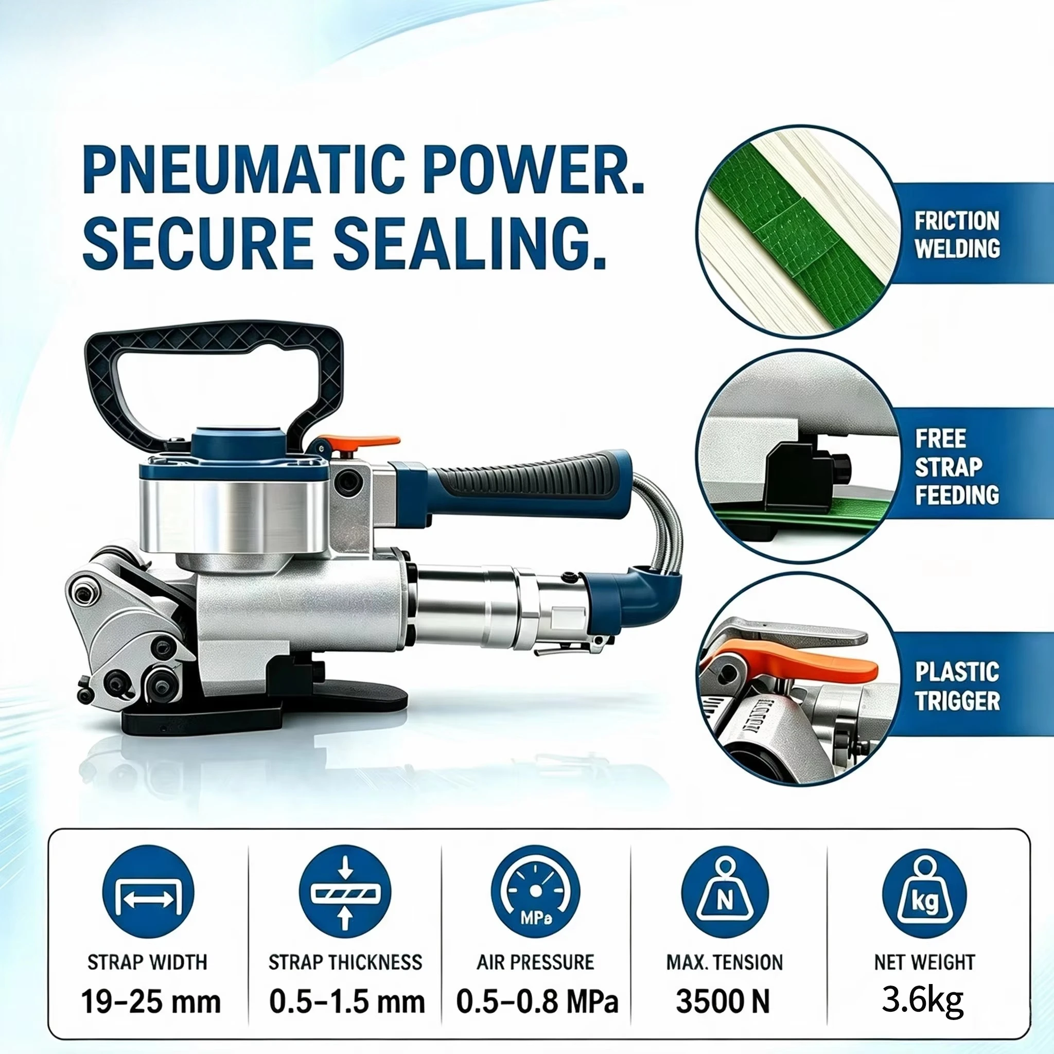 Binding tool, pneumatic plastic steel belt binding machine/B25 is suitable for PET strapping tape