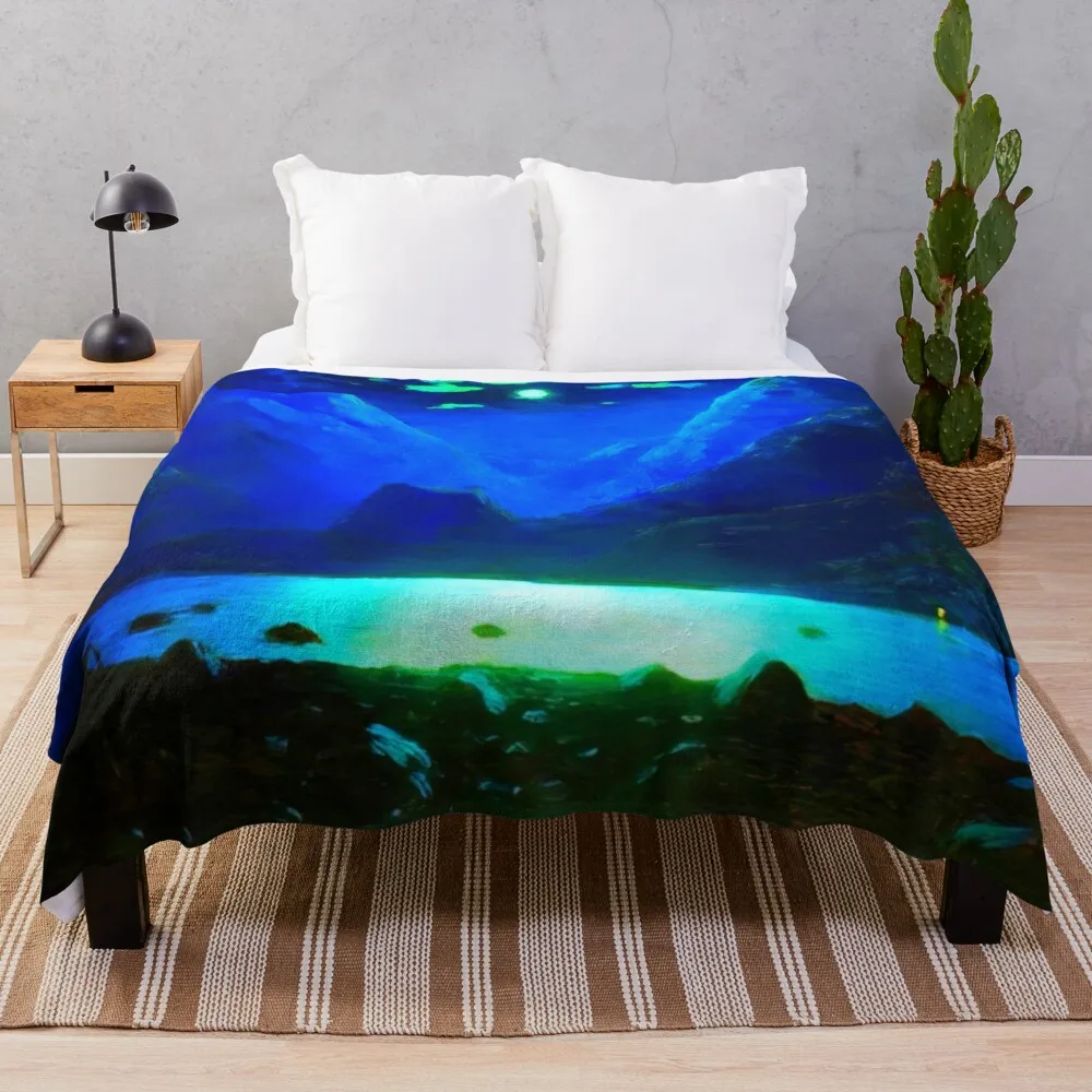 

Daryal pass. Moonlight Night By Arkhyp Kuindzhi Vibrante Edition Throw Blanket Furry Quilt warm for winter Blankets