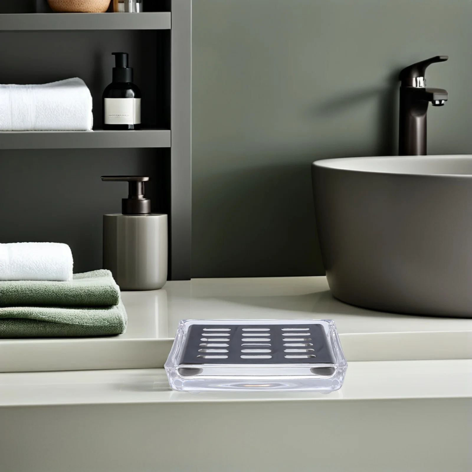 

Versatile Glass Soap Tray with Drainage Hole for Bathroom Countertop Shower Kitchen Surfaces Easy to Clean Soap Dispenser