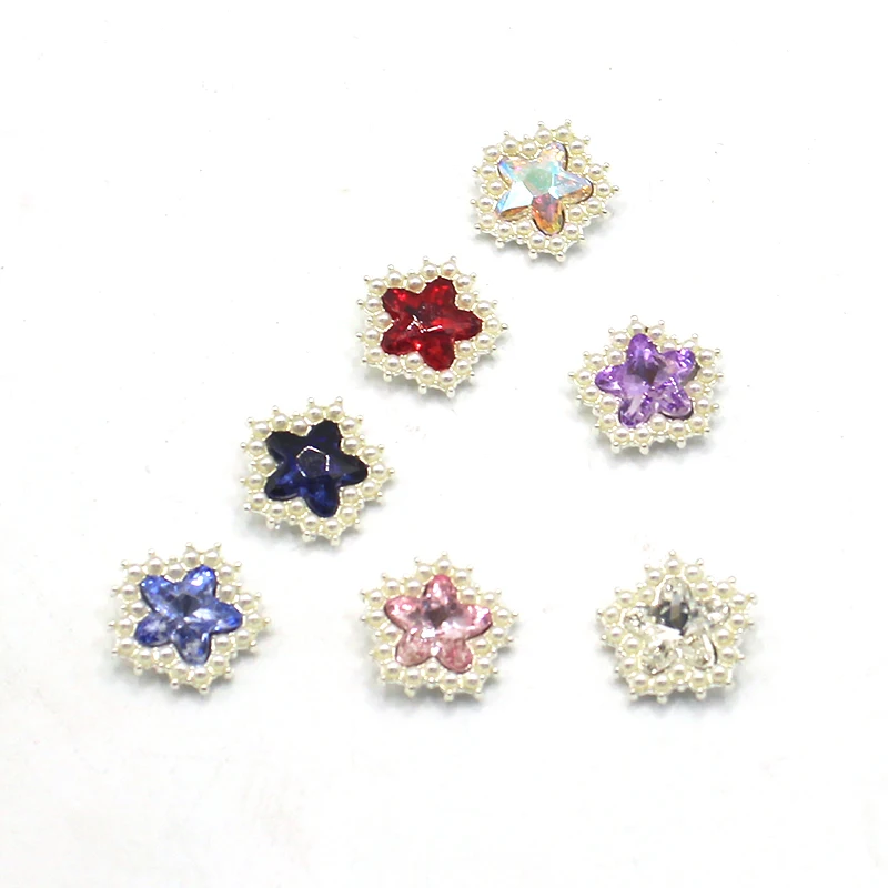 10Pcs18MM Alloy Pearl Sparkling Pentagonal Star Flower Tray DIY Wedding Dress Hair Accessories And Decoration Accessories