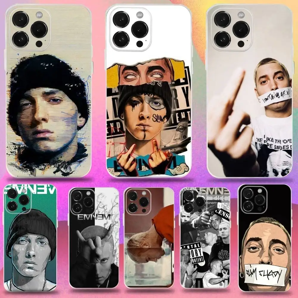 

Rapper Eminem America Phone Case For iPhone 16,15,14,13,12,11 Pro,Max,Plus,X,XS,XR,SE,Mini Transparent Silicone Soft