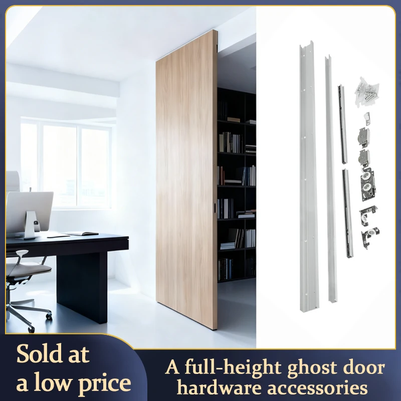 

Trackless Sliding Door Hardware With Two Way Soft Close And Invisible Hanging Rail For Full Height Bathroom And Kitchen