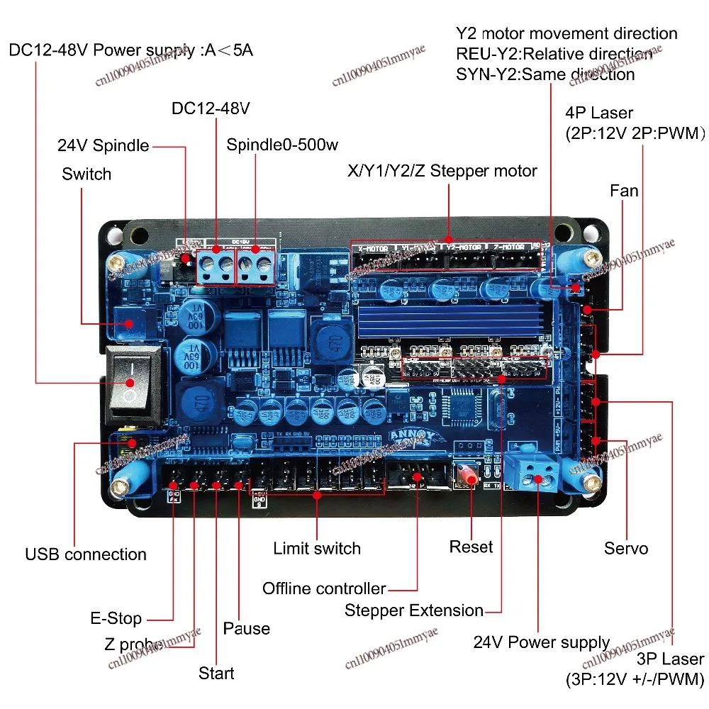 ماكينة نقش التحكم العددي DIY نظام لوحة تحكم CNC ثلاثي المحاور GRBL1.1f، بما في ذلك كابل USB ووحدة تحكم غير متصلة بالإنترنت