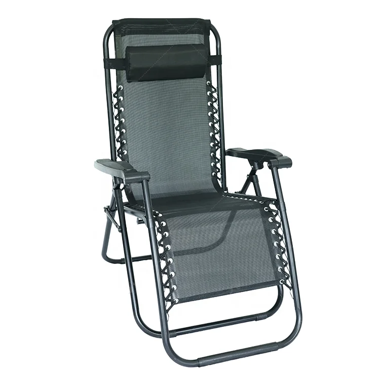

Outdoor Portable Garden Chaise Sun Lounger Beach Chair Furniture Adjustable Zero Gravity Folding Recliner Chair with Pillowpromo