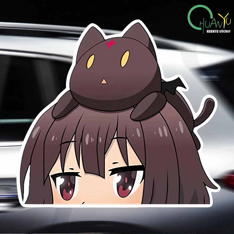 for Konosuba Wizard Neko Peeker Fine Decal Fashion Scratch-proof Car Sticker 3D Vinyl Car Wrap Laptop