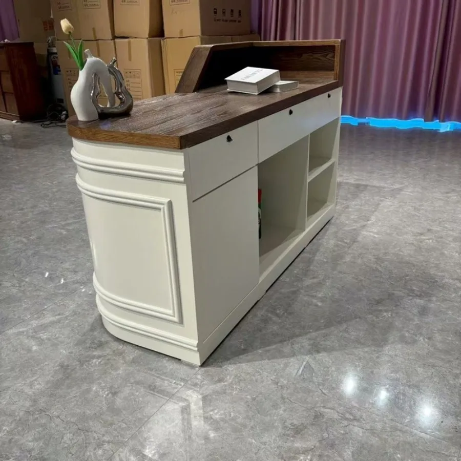 French Load-bearing Reception Desk Sophistication Solid Reception Desk Premium Reinforced Office Furniture Mesa De Recepção LJ40