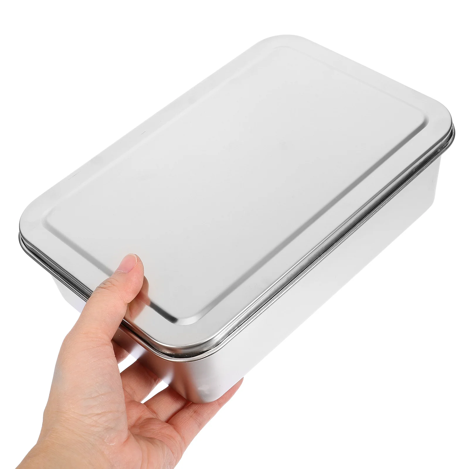 

Baking Pan with Cover Rust Proof Cake Baking Box for Bread Desserts Stainless Steel Oven Tray Cake Pan