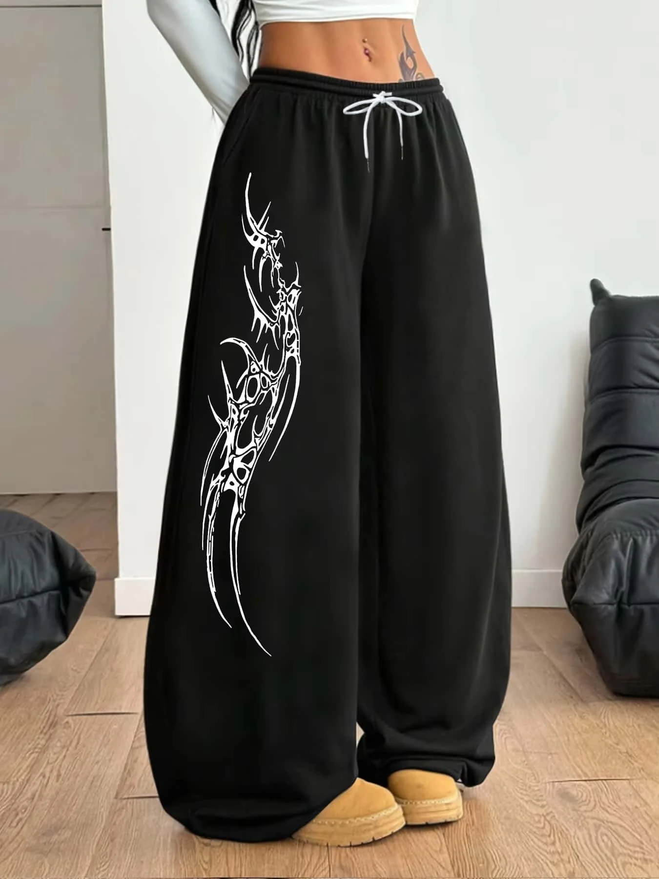 Herren- und Damen-Street-Style-Freizeithosen mit Punk-Mustern, Herbst-Neuheit, lockere Streetwear in Übergröße – Detail 3
