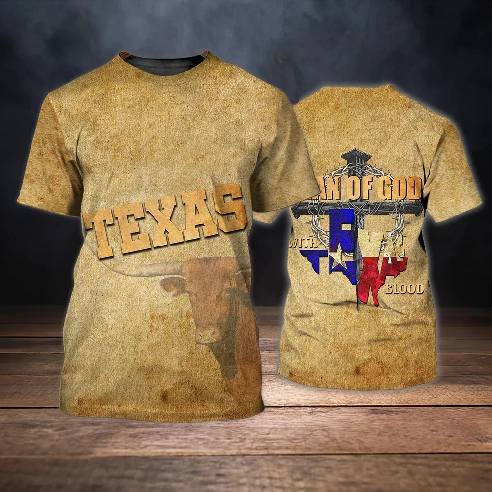 New Texas Graphic Mens T-Shirts For Men 3D Printed Oversized Tee Shirts Summer Tops Short Sleeve Crewnack Fashion Casual Unisex