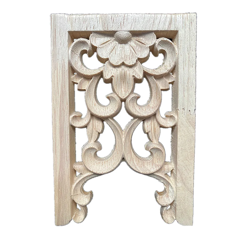 1PC 12cm Wooden Wood Applique Decorative Antique Flower Piece Pass Background Wall Wardrobe Home Decoration Accessories