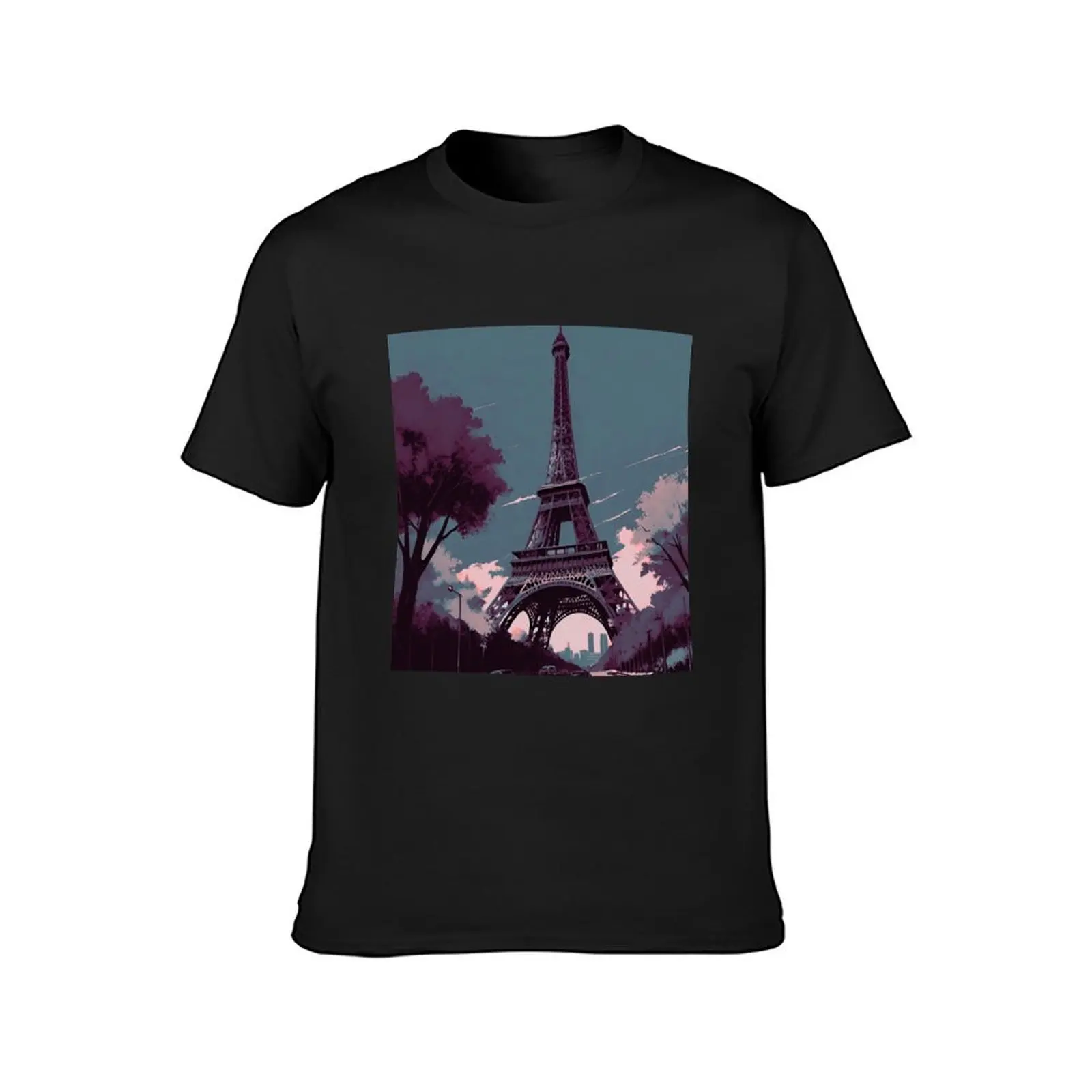 Enigmatic Elegance: Mystical View of the Eiffel Tower in Paris T-Shirt korean fashion vintage shirts graphic tees t shirts men