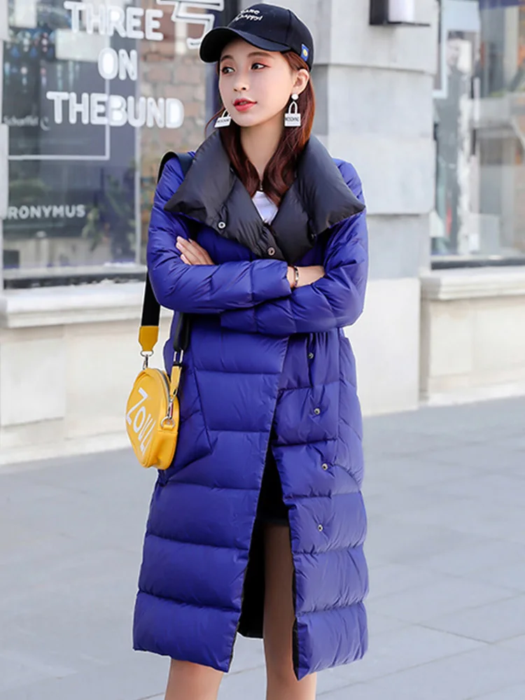 FTLZZ ผู้หญิงคู่ด้านลงเสื้อฤดูหนาว90% เป็ดสีขาวลง Double Breasted Warm Parkas Outwear หิมะ