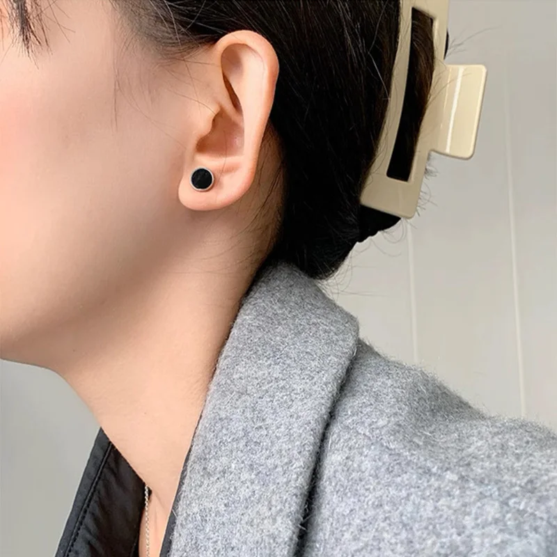 2Pcs/1Pair Stainless Steel Studs Earrings Round Shaped with Butterfly Clasp Push Earrings Women Men Hypoallergenic Earrings