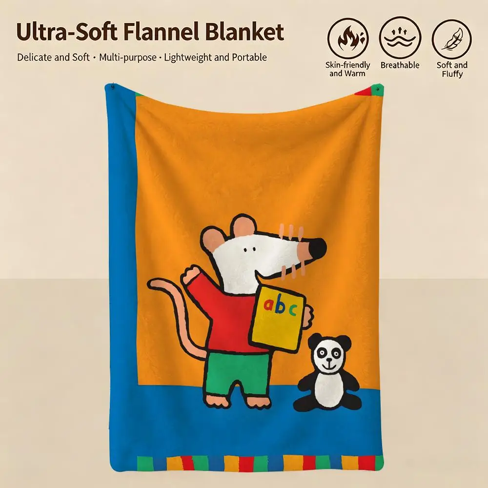 cartoon M-Maisy Mouse-e Throw Warm Soft Flannel Blanket, Multi-use for Sofa Bed Camping Travel Nap