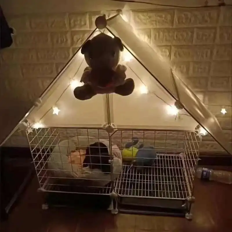 

Simple Iron Living Room Dog Houses Indoor Balcony Pomeranian Teddy Dog Kennel Pet Fences Creative Home Puppy Courtyard Pet Cage