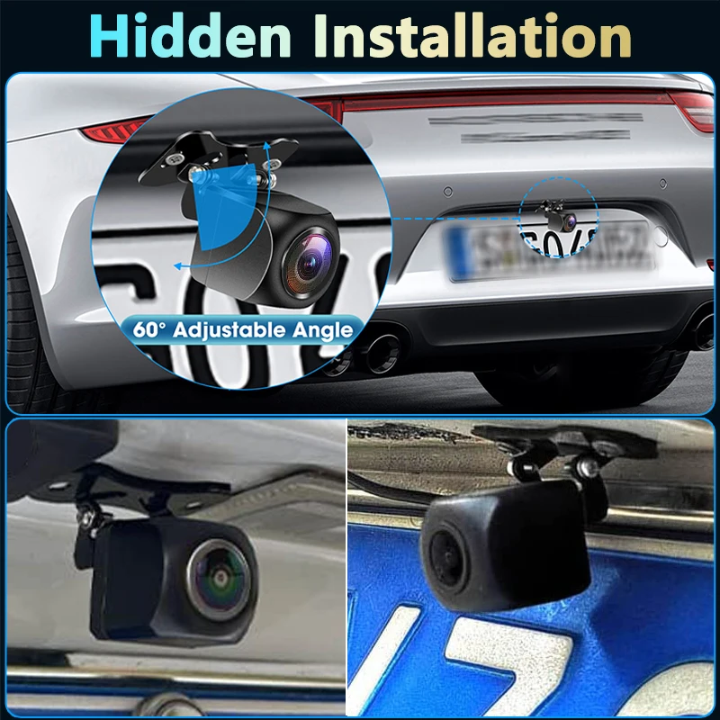 Caméra de recul sans fil pour voiture, objectif fisheye HD, vue avant et arrière, WiFi, enregistreur de conduite, sauvegarde, 12-24V