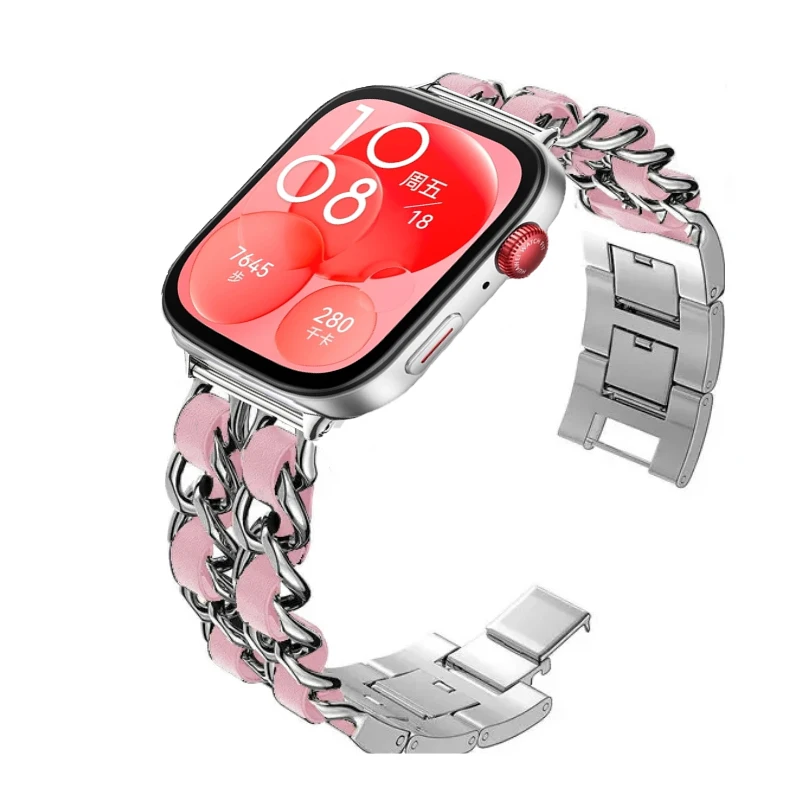 Correa de cadena de Metal para Huawei Watch Fit 3/Fit 4, pulsera de lujo para mujer, pulsera de repuesto para Huawei watch Fit 4 pro