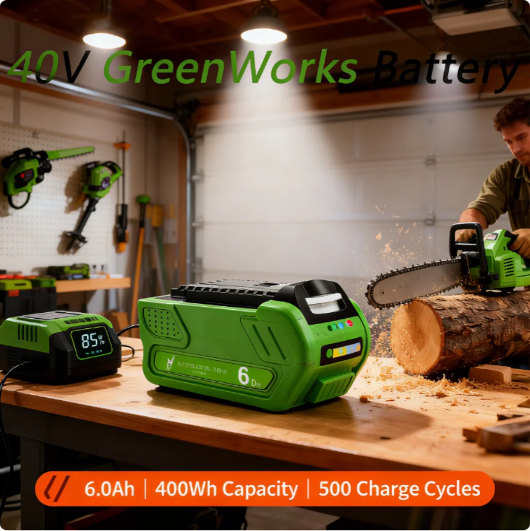 

High-Capacity 40V 6000mAh 18650 Li-ion Rechargeable Battery for GreenWorks G-MAX Lawn Mower & Power Tools (29462/29472/29282)