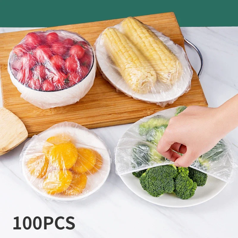 

50/100PCS Fresh Cover Keeping Saver Bag Disposable Food Cover Plastic Wrap Elastic Food Lids for Fruit Bowls Cups Eco Friendly