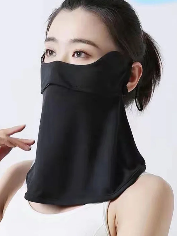 Summer Facekini Hot New Ice Silk Women Sunscreen Mask Anti-ultraviolet Breathable Polyester Cover Face