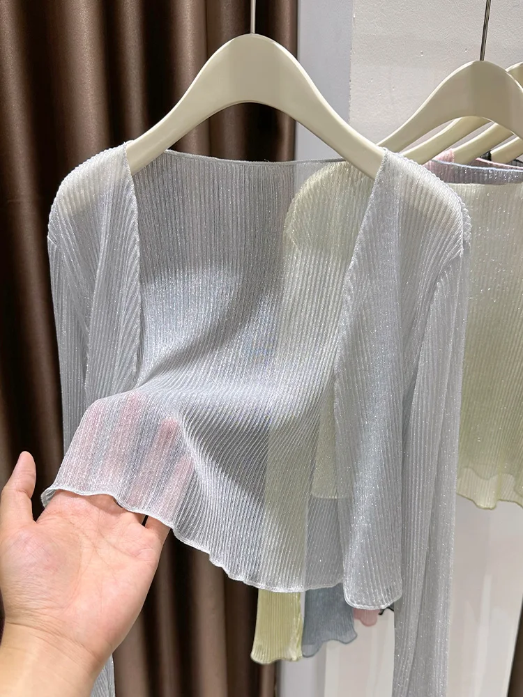 

Женский летний кардиган Sweet Pink Long Sve Embellied Thin Me Seeugh, прочный топ с кондиционером для комнаты