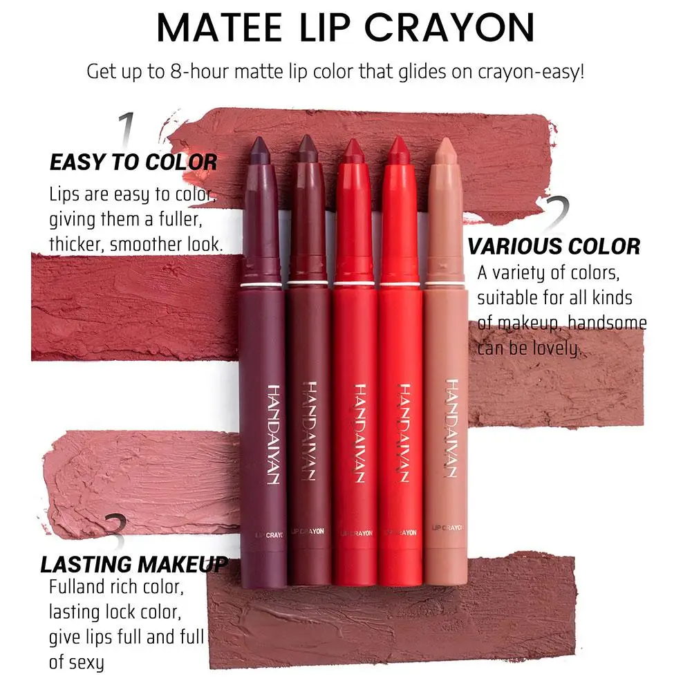 ลิปกลอสไม่ติดไม่ซีดจางพร้อมปากกาสีแดง Matte Lip Liner ปรับเปลี่ยนรูปร่างริมฝีปากเรียบเนียนริมฝีปากแก้ไขสีลิปสติก