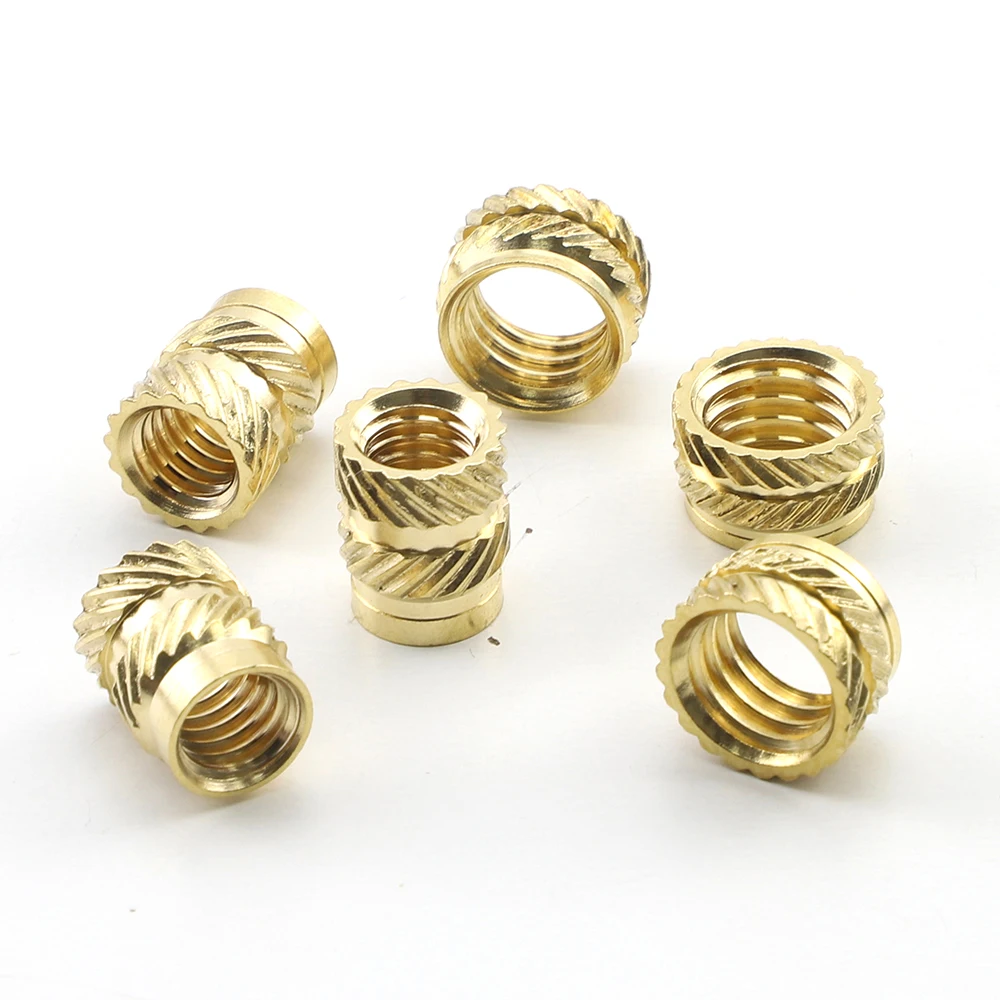 Brass Heat Insert Nuts M1.6 M2 M2.5 M3 M4 M5 M6 M8 Injection Embedment Thread Double Twill Knurle Molding Hot Melt Nuts