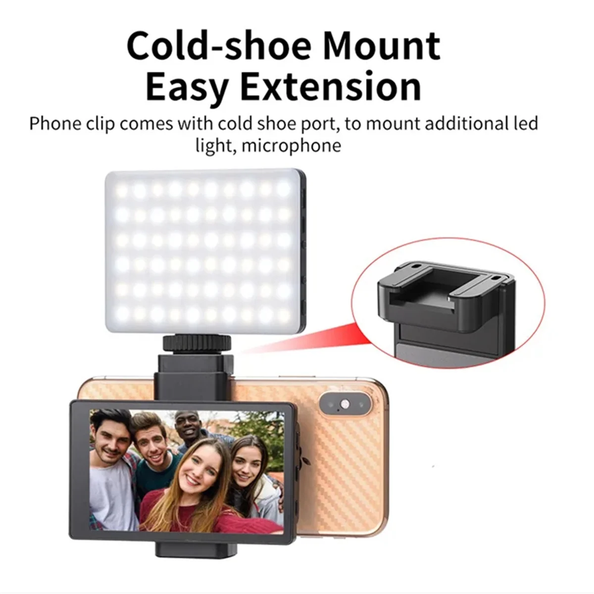 

PH01 Phone Rear Camera Selfie Monitor+Phone Clip for IPhone Smart Phone Vlog Live Streaming Selfie Display Viewfinder