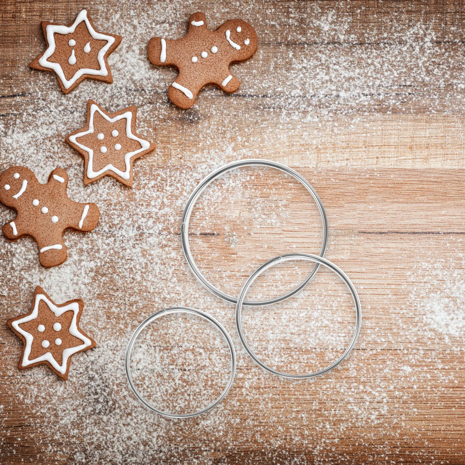 1Set Stainless Steel Cake Ring Round Shape Non-Deformation Baking Accessory for Mousse Tart Cookie Tart Ring Baking Gadget