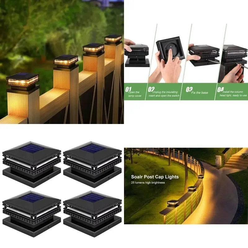 Solar column light LED garden light with rechargeable battery IP44 waterproof, light sensor control, plastic construction