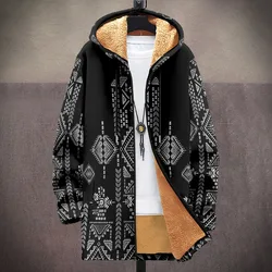 Men Cardigans Coats Retro Aztecs Printed Plush Thick Winter Abstract Art Graphics Jackets Casual Streetwear Unisex Clothing