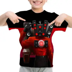 2024 New Summer T-Shirt Teen Print Skibidi Toilet T-shirt Boy Girl Kids Tops Short Sleeve Baby Boys Tshirts Speakerman Child Te