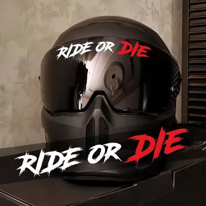 1PC RIDE OR DIE Motorcycle Helmet Stickers Funny for Scooter Fuel Tank Front Fairing Bicycle Top Tube Waterproof Vinyl Decals image 3