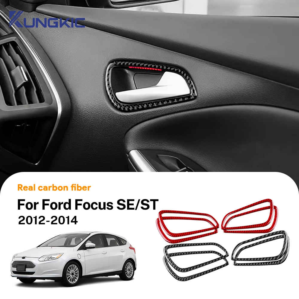 

For Ford Focus SE ST Ecoboost 2012 2013 2014 Real Soft Carbon Fiber Sticker LHD RHD Car Door Handle Frame Panel Trim Accessories