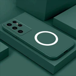 Luxury Soft Silicone For Magsafe Case For Samsung Galaxy S25 edge S24 S23 S21 s26 Ultra S10E Plus FE Protective Cover