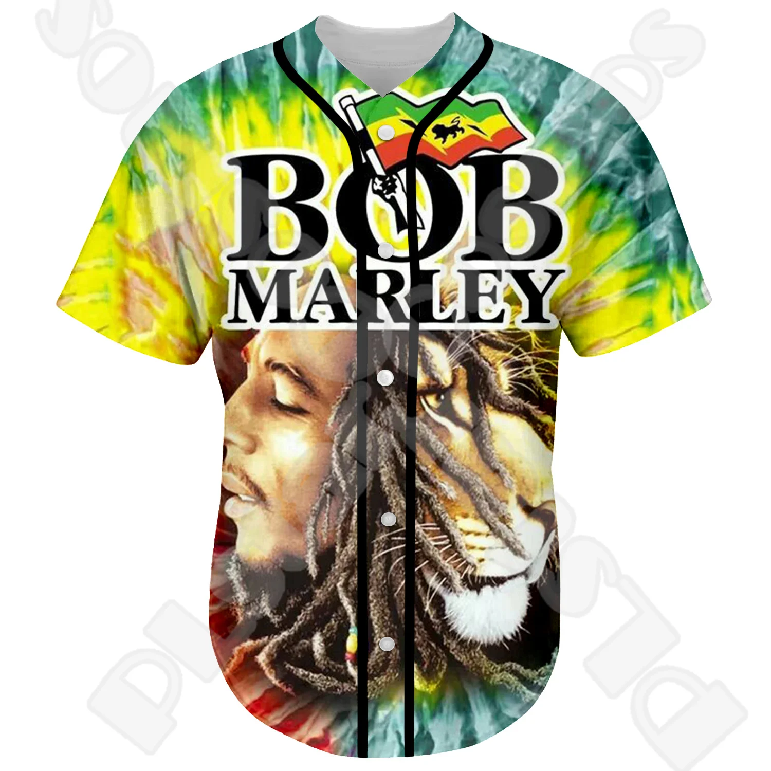 Bob Marley Reggae Musician Lion Culture Tribal Tattoo Retro Funny 3DPrint Summer Harajuku Short Sleeves Baseball Shirts Jersey Q