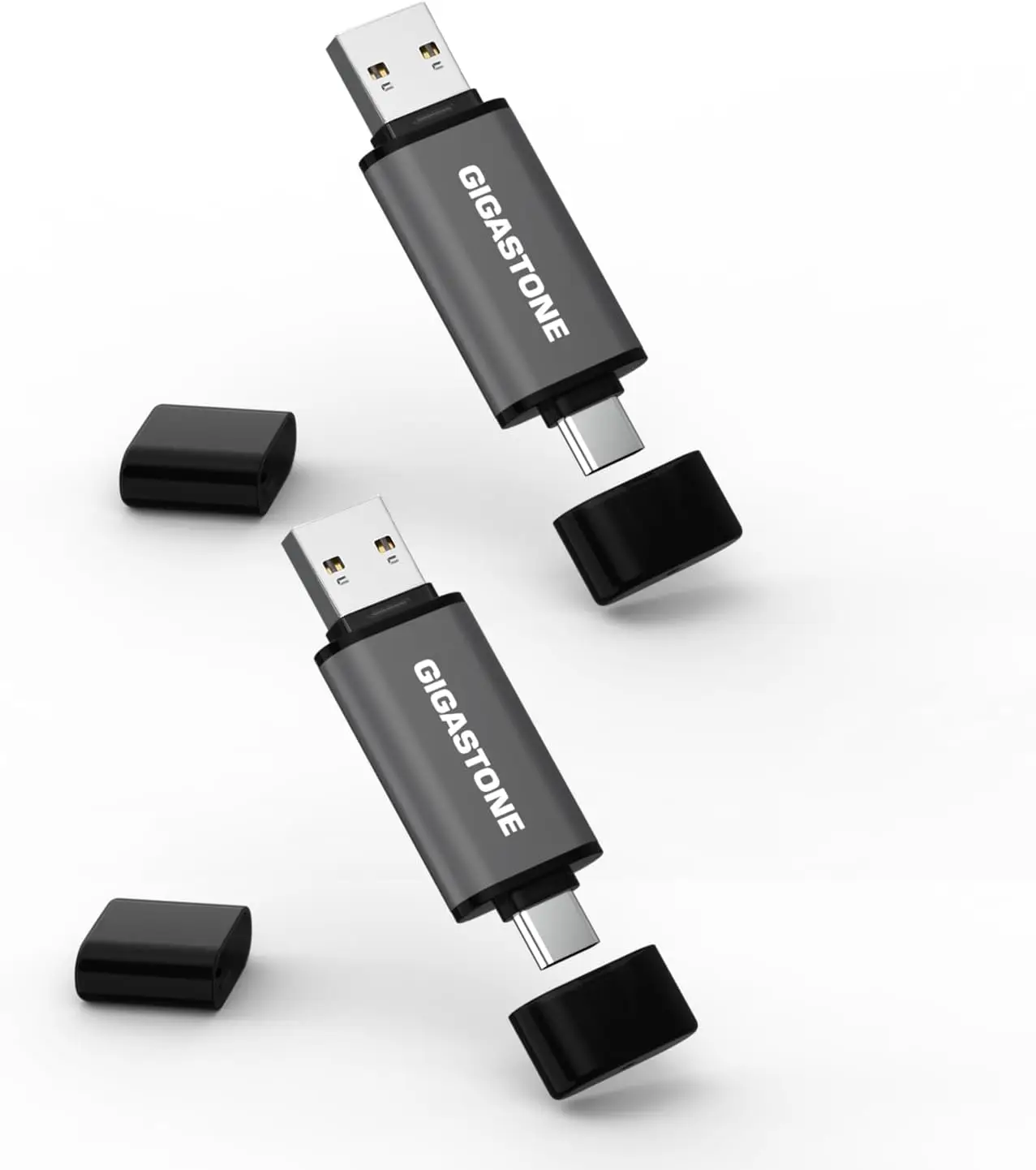 128GB Dual Flash Drive (2 Pack) USB 3.2 Gen 1 2-in-1 Type-A & Type-C 100MB/s Ultra Fast for Smartphone/PC/Mac/TV