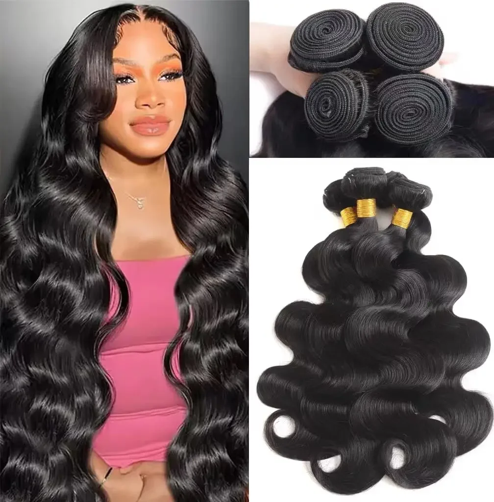 Human Hair Bundles Body Wave 26 28 30 Inch 100% Unprocessed Brazilian Virgin Hair Weave 3 Bundles Real Human Hair Natural Black