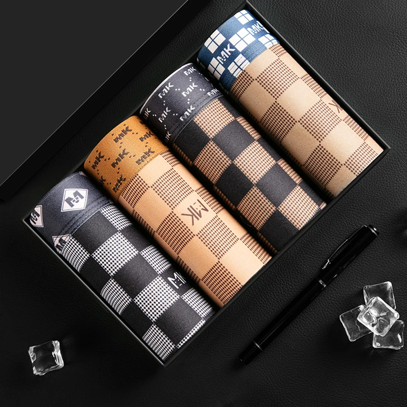 

Комплект из 4 модных мужских нижнего белья, высокоэластичный пояс, дышащие и удобные брюки с плоскими углами.